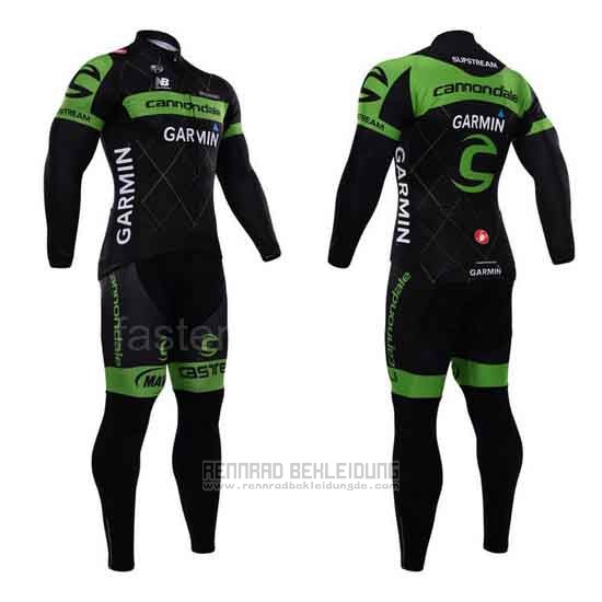 2015 Fahrradbekleidung Cannondale Grun und Shwarz Trikot Langarm und Tragerhose